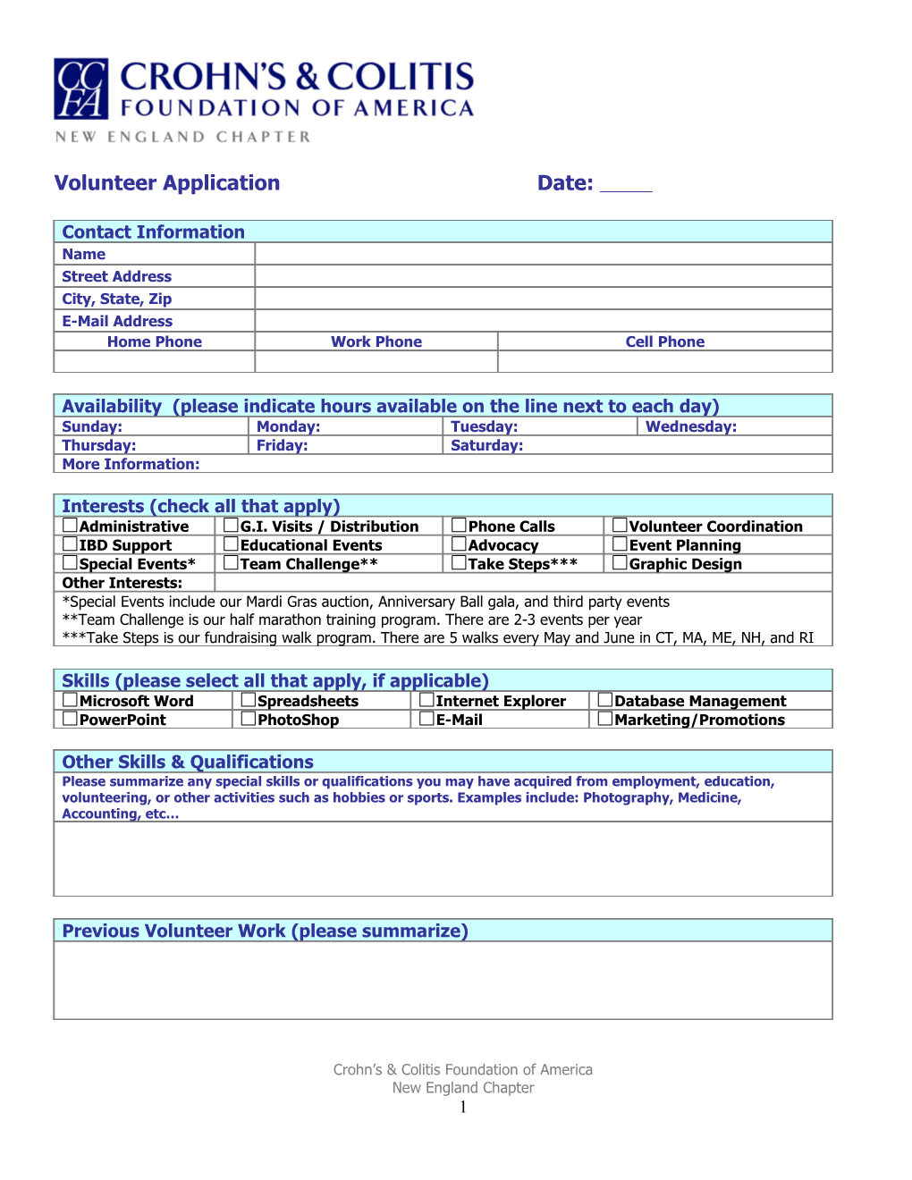 Volunteer Application Date