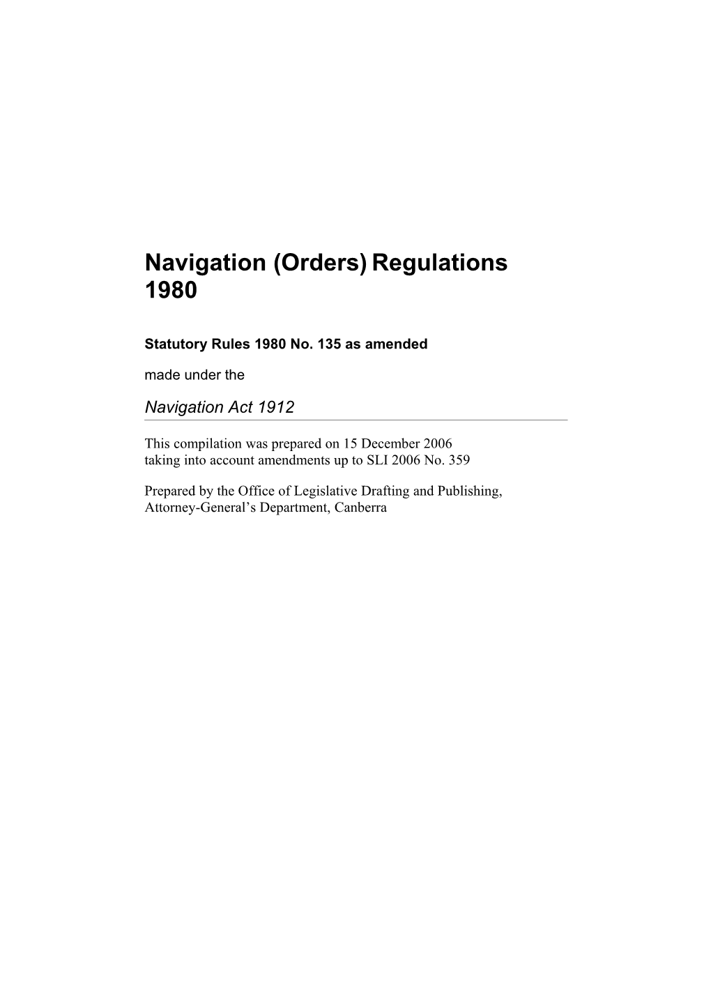 Navigation (Orders)Regulations 1980