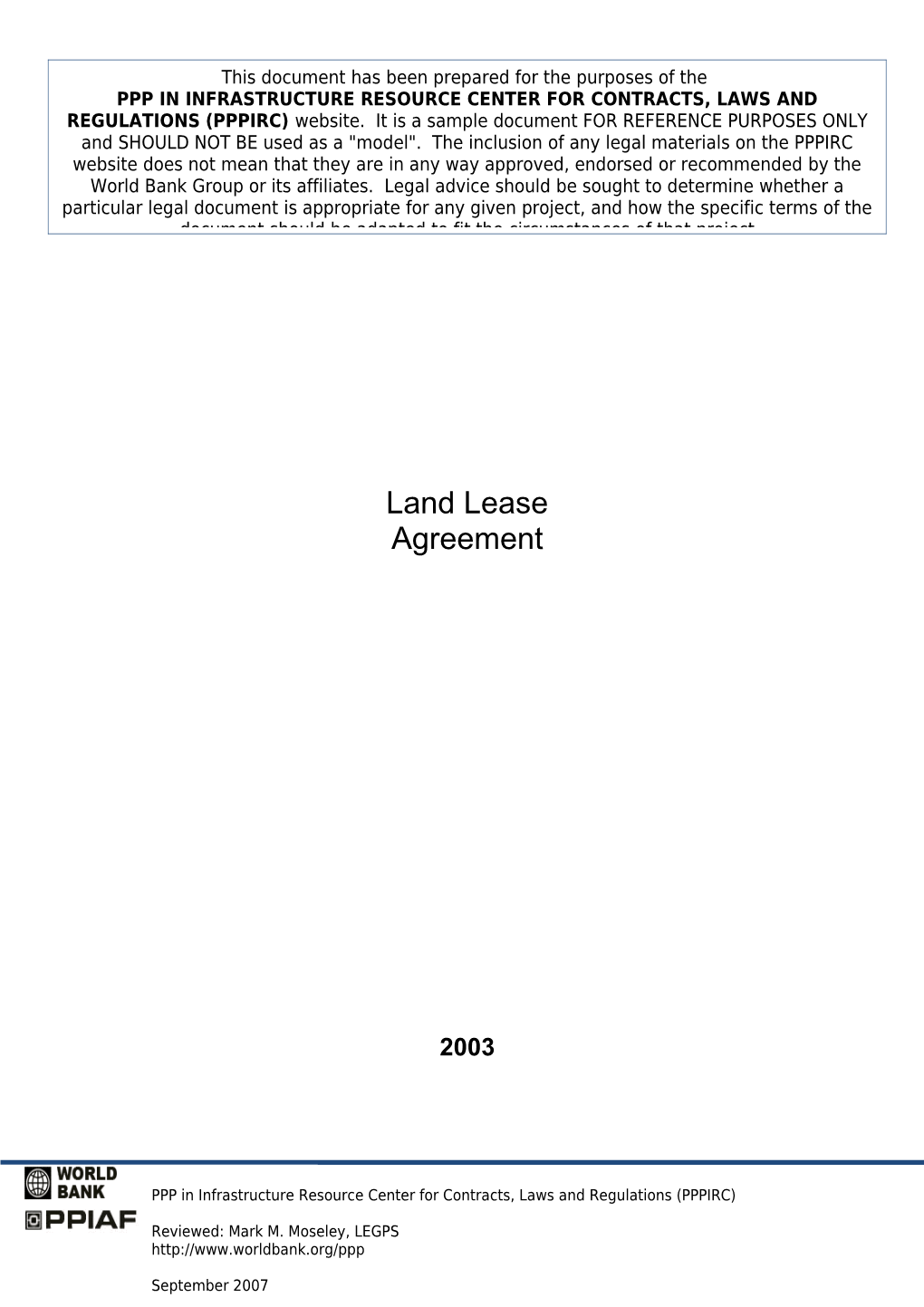 Lease of Government Owned Land