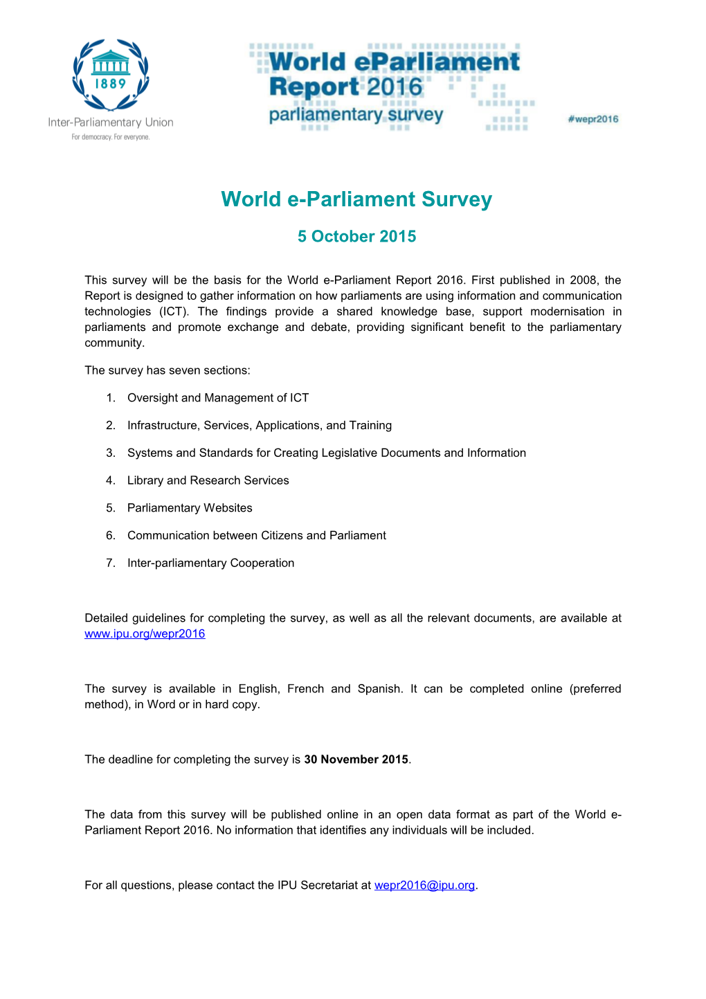 World E-Parliament Survey