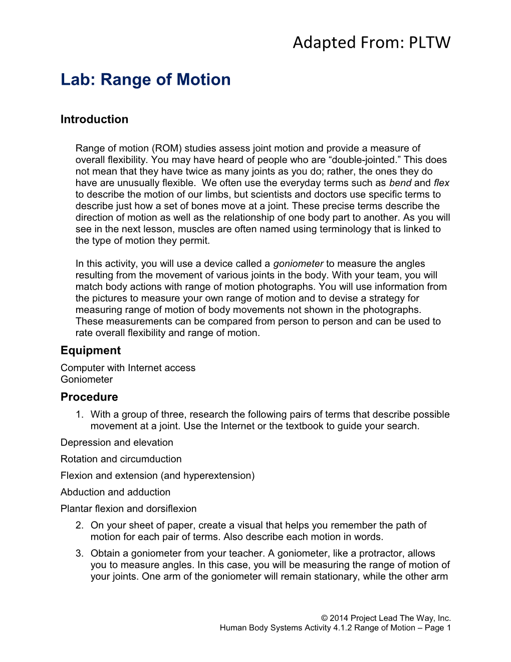 Lab: Range of Motion
