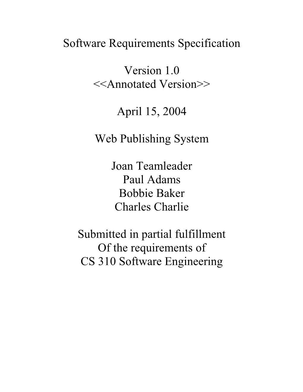 Software Requirements Specification s1