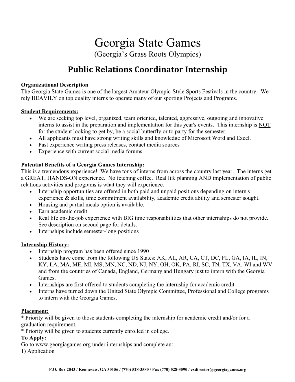 Public Relations Coordinator Internship