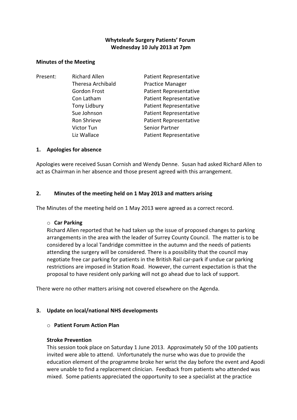 Whyteleafe Surgery Patient Participation Group (PPG)