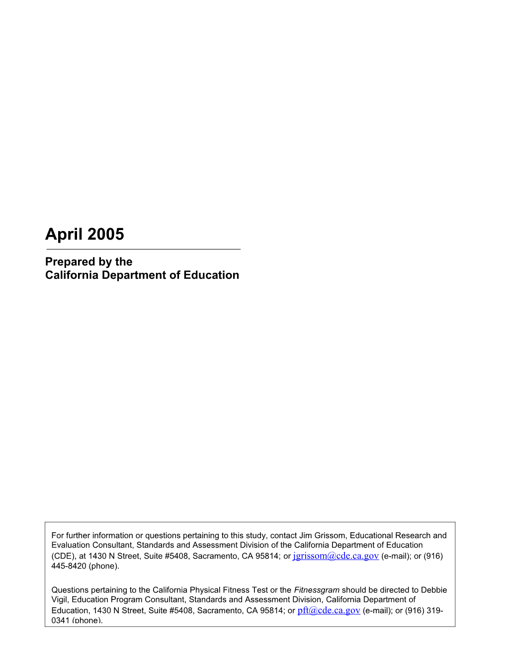 PFT 2004 Results - PFT (CA Dept of Education)