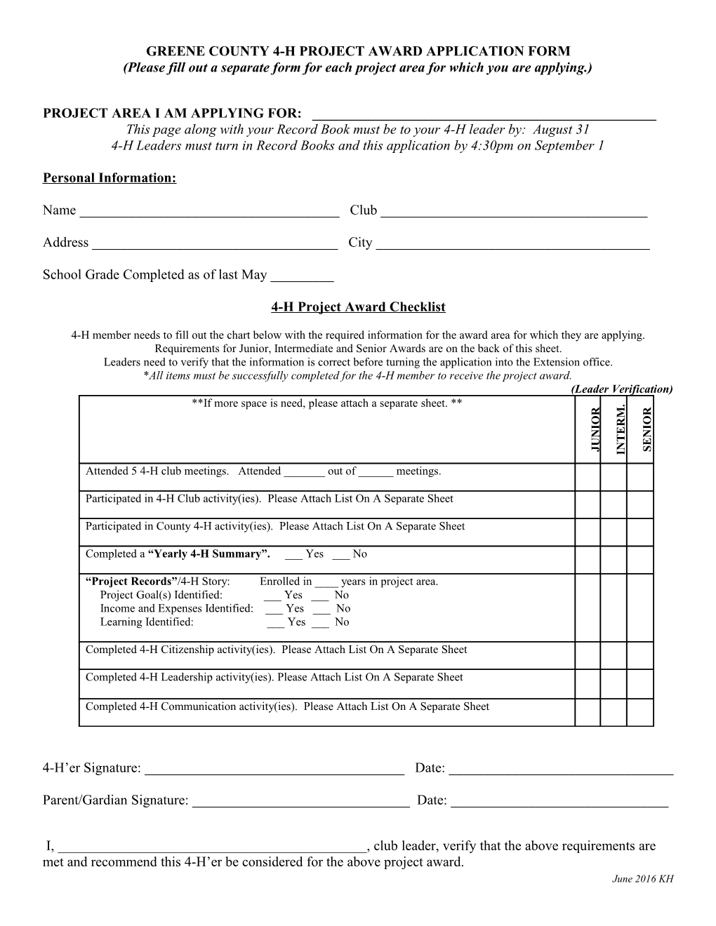 Calhoun County Project Award Application Form