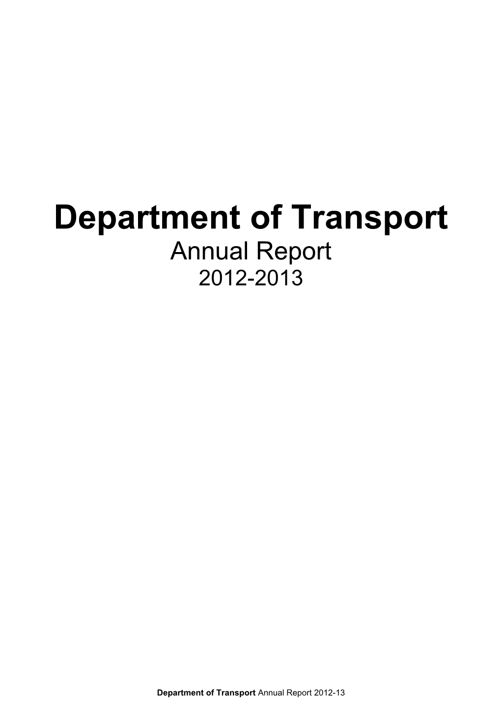 Department of Transport Annual Report 2012-2013