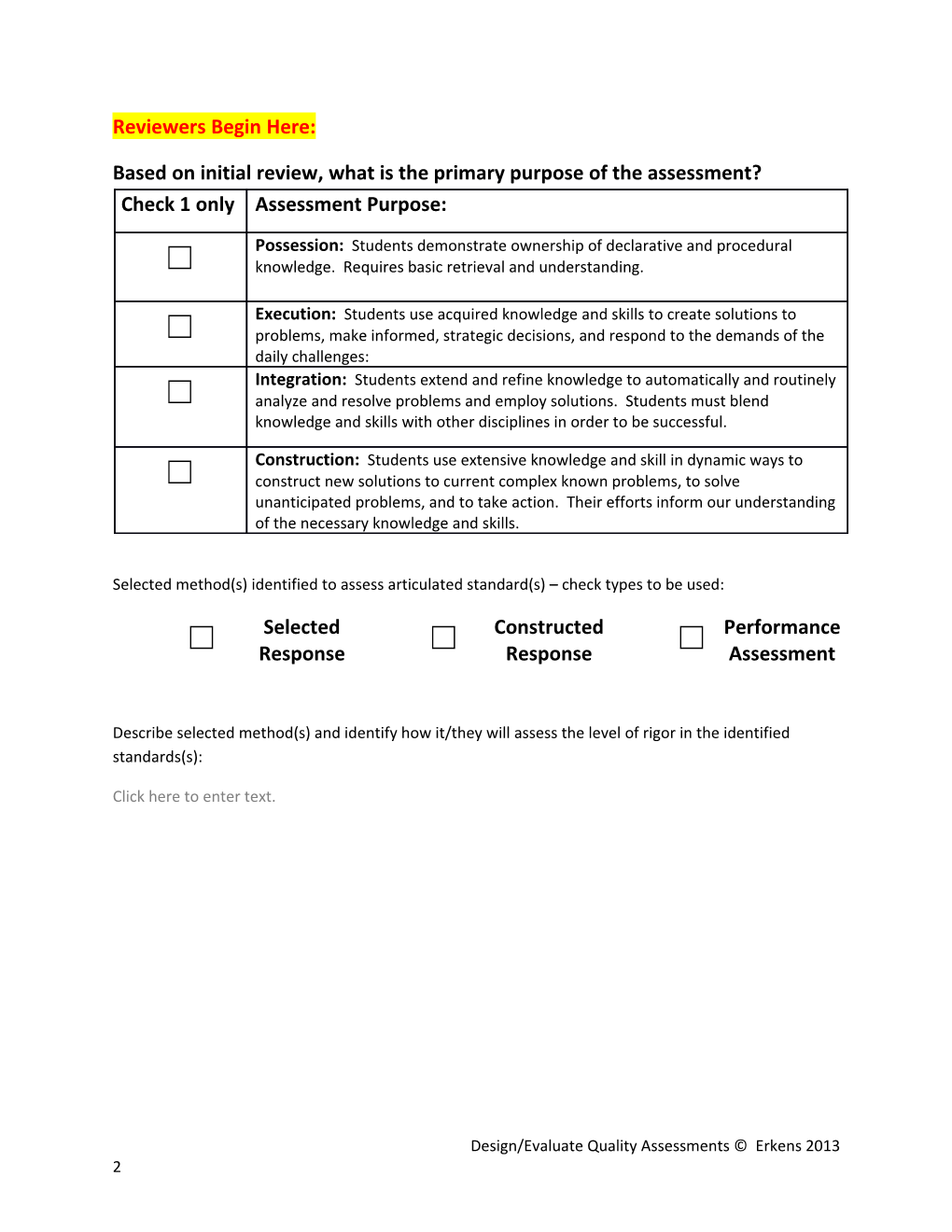 Assessment Review Protocol
