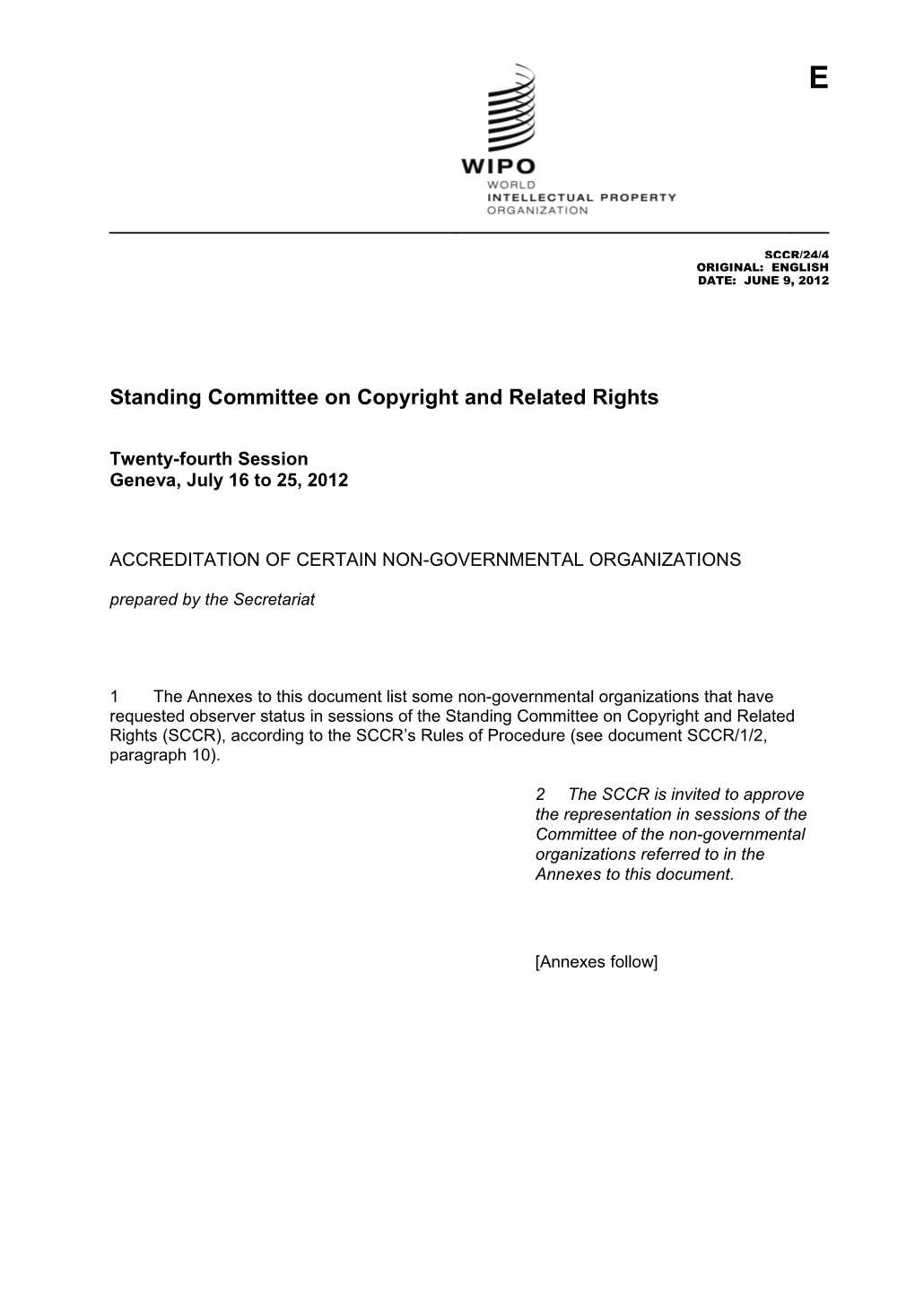 Standing Committee on Copyright and Related Rights s1