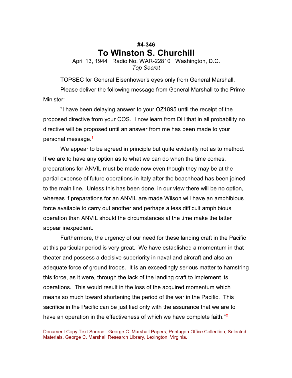 To Winston S. Churchill