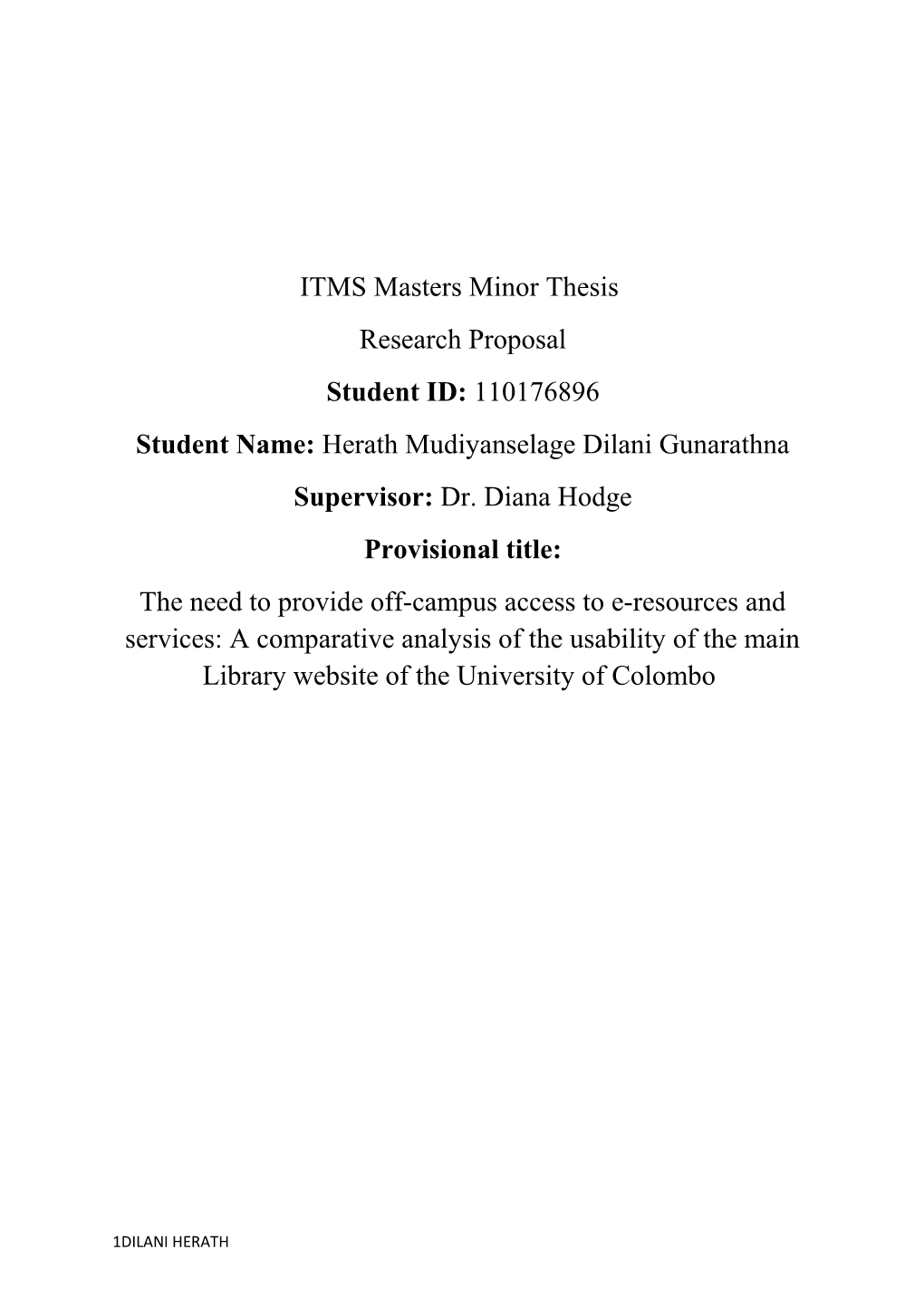 ITMS Masters Minor Thesis