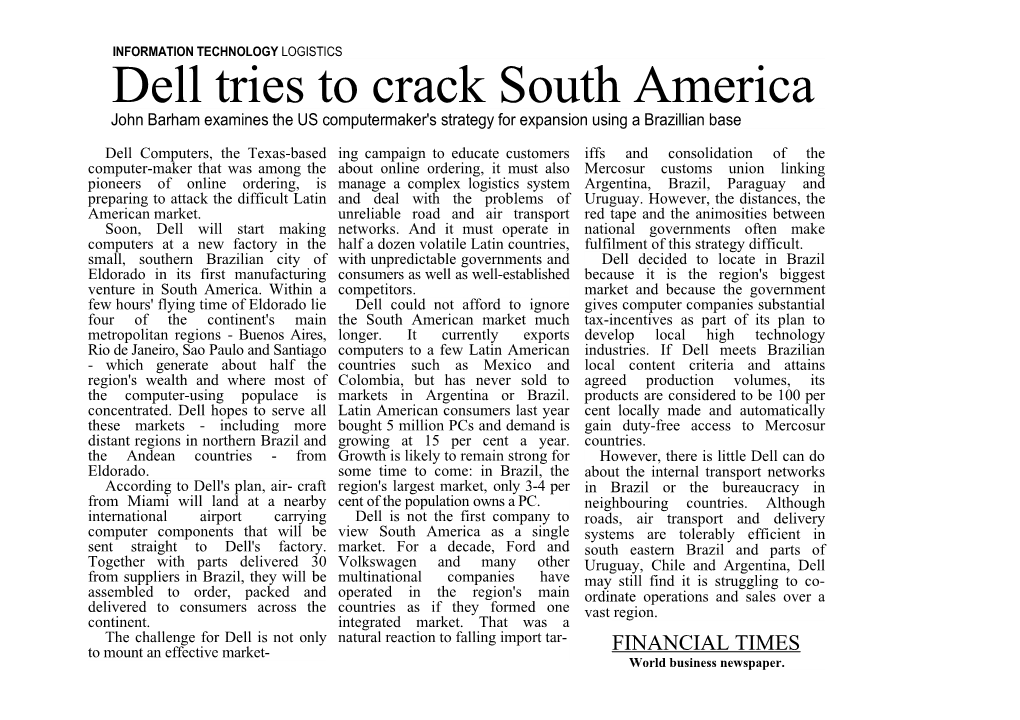 Dell Tries to Crack South America