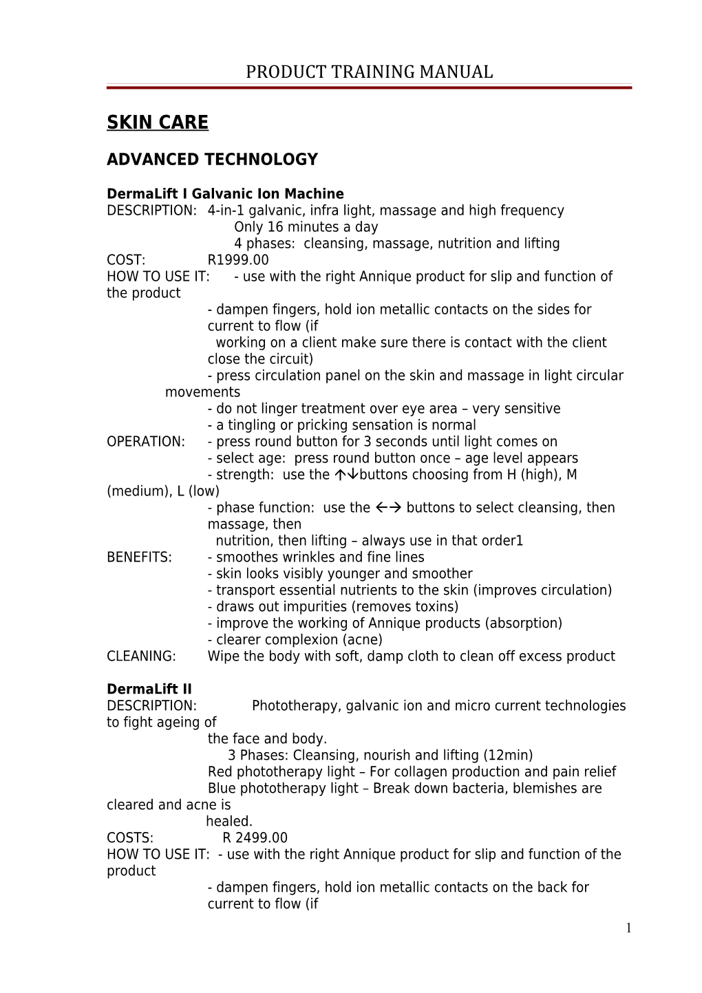 Product Training Manual