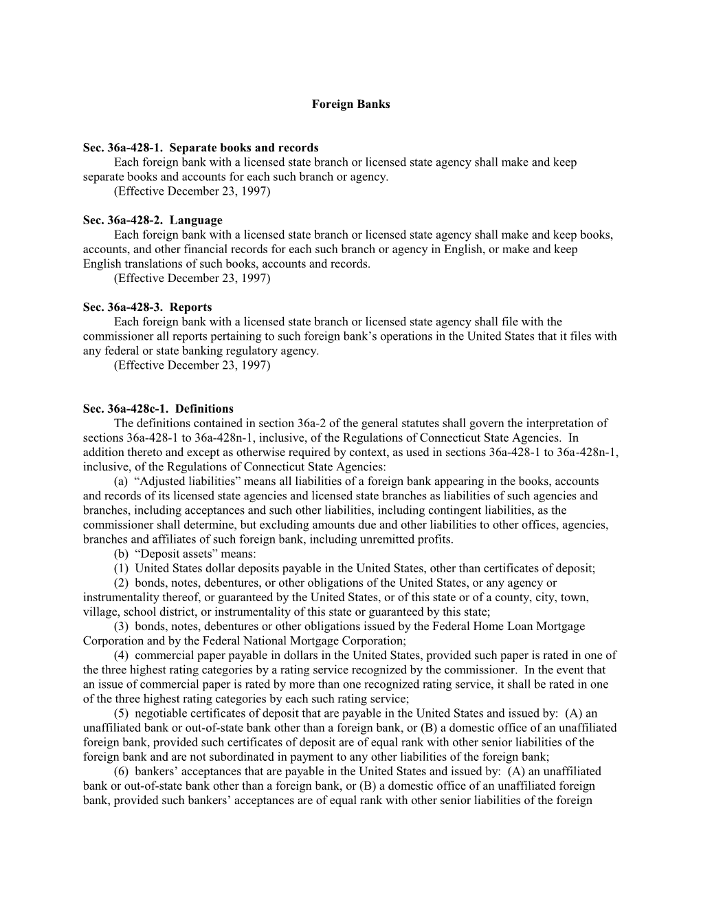 Regulations of Connecticut State Agencies s1
