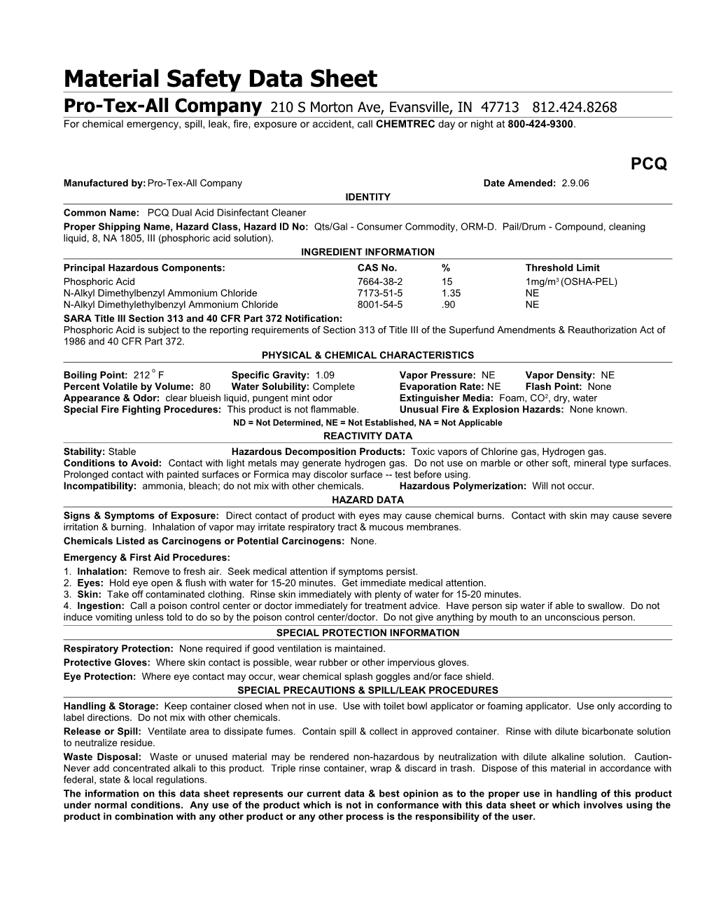 Material Safety Data Sheet s77