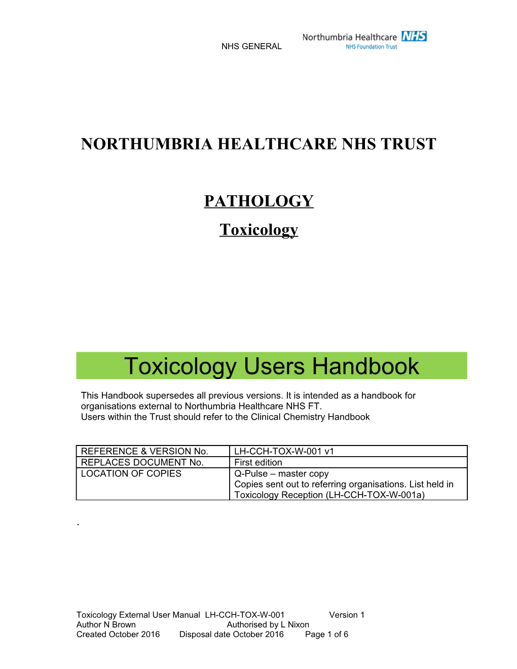Northumbria Healthcare Nhs Trust