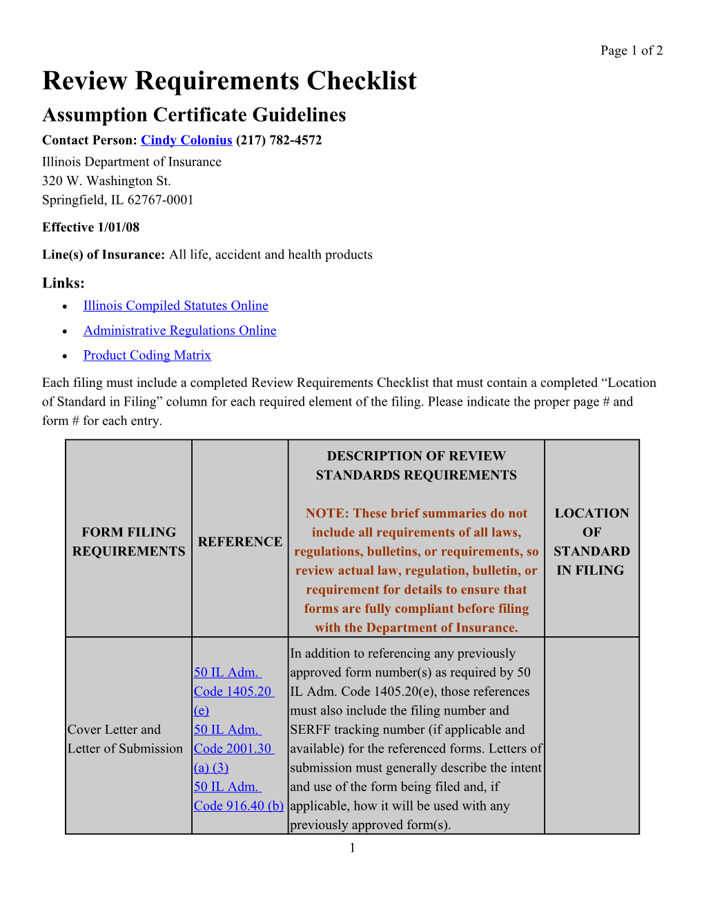 Review Requirements Checklist