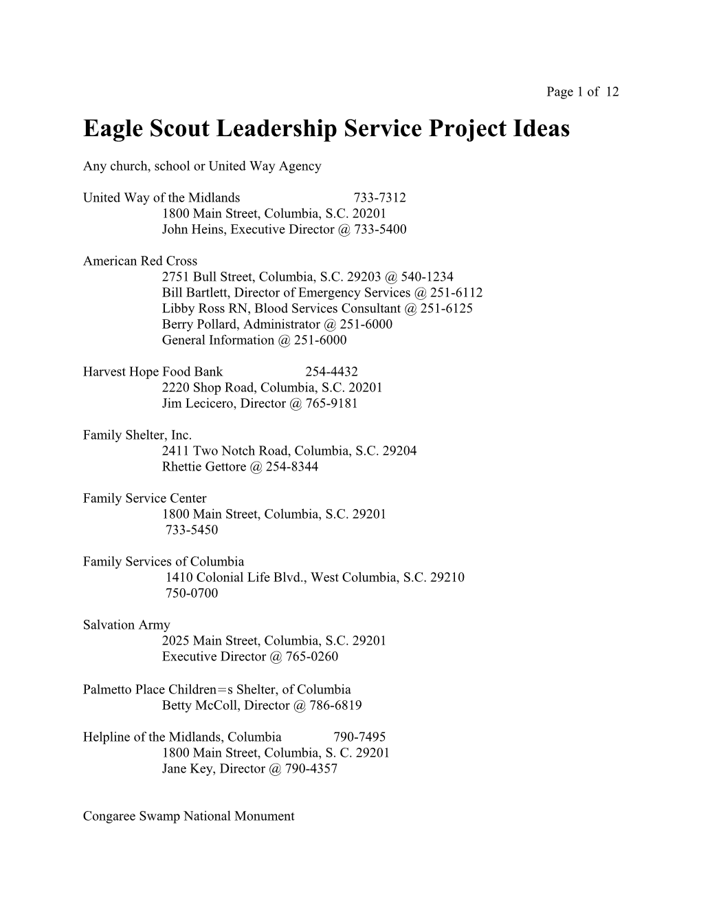 Eagle Scout Leadership Service Project Ideas