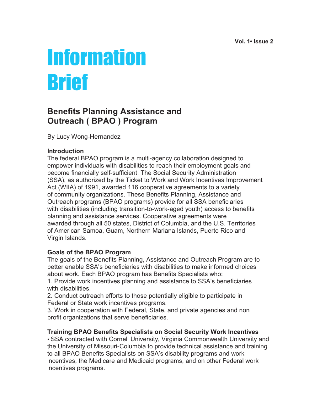 Benefits Planning Assistance And