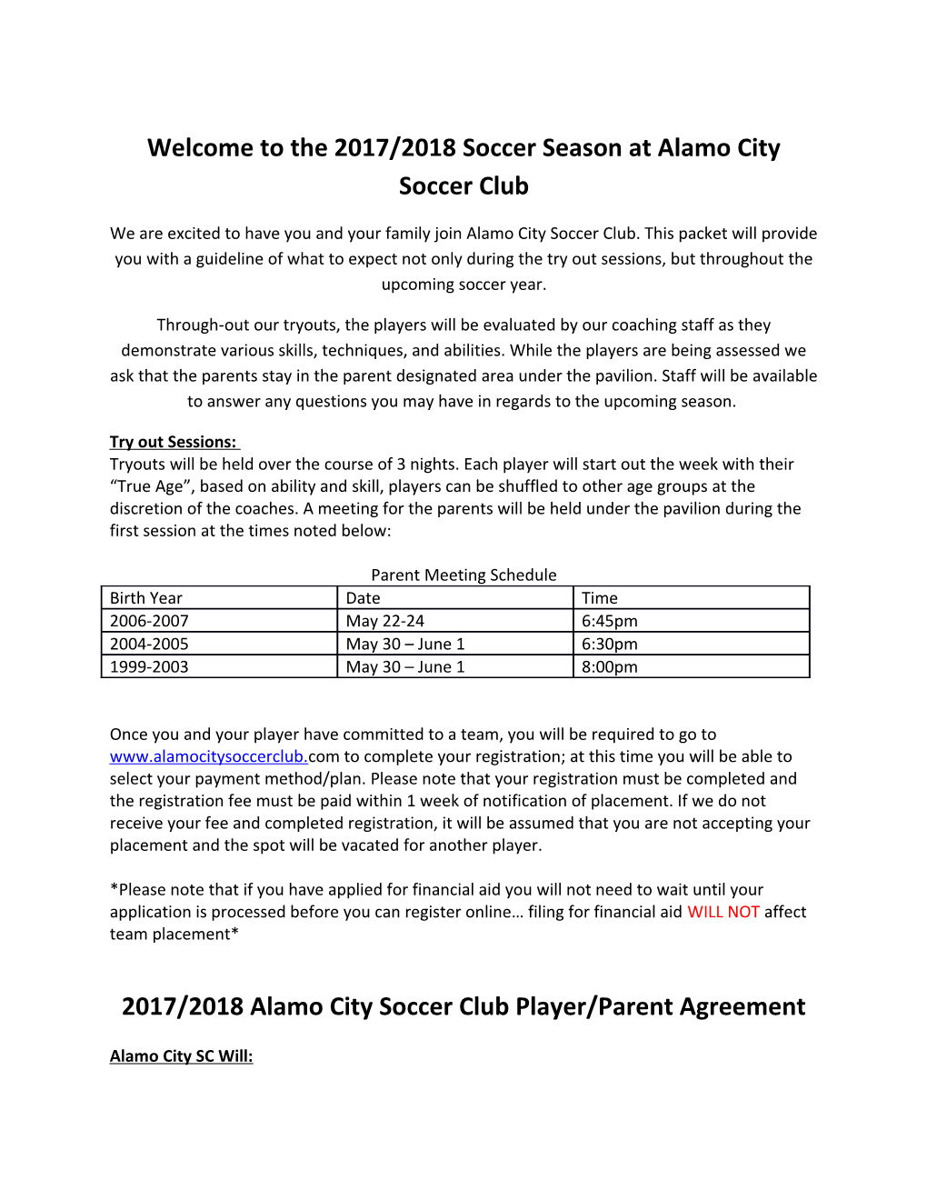 Welcome to the 2017/2018 Soccer Season at Alamo City Soccer Club