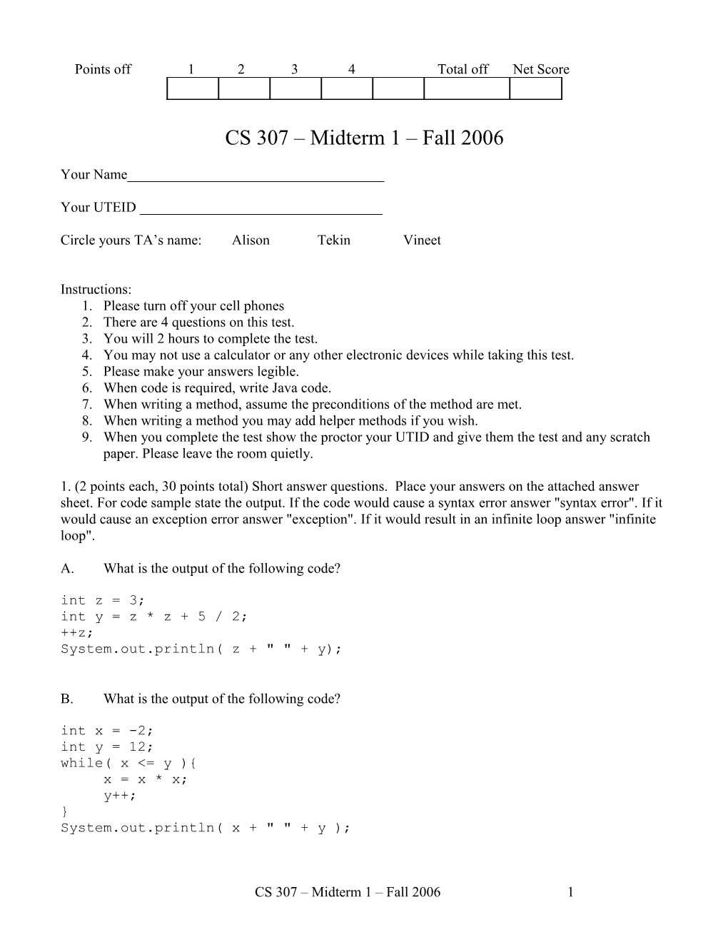 CS 307 Midterm 1 Fall 2001 s7