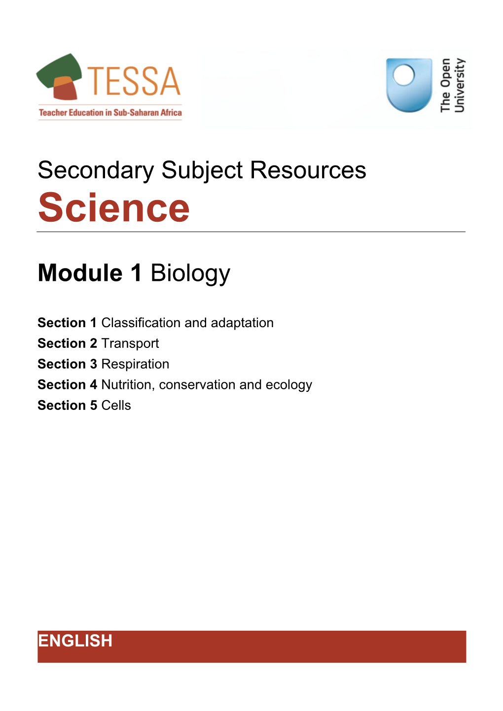 Module 1: Secondary Science - Biology