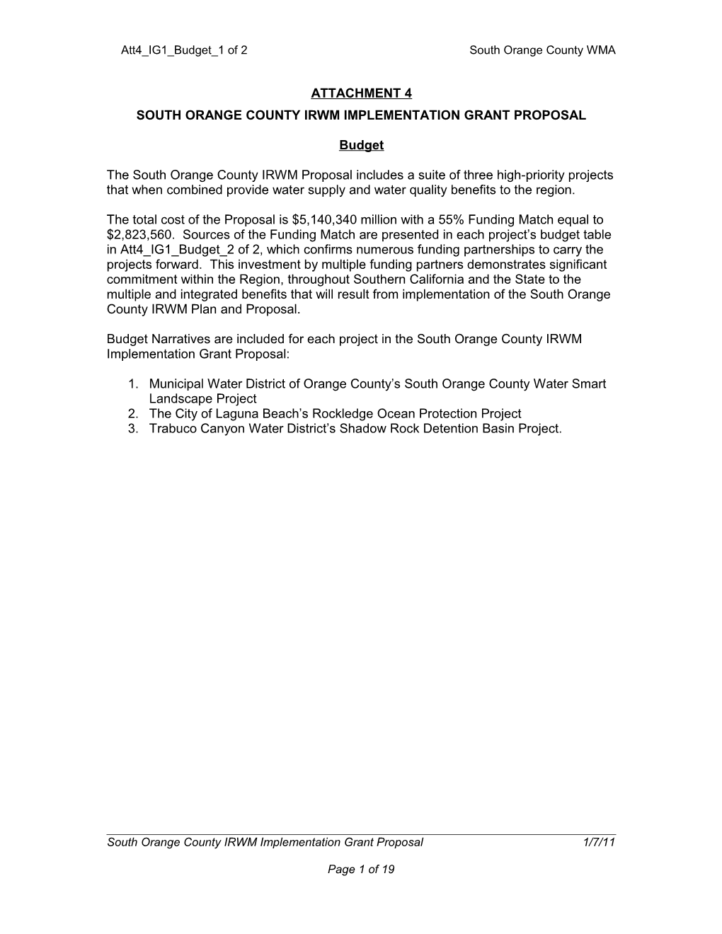 Southorangecounty Irwm Implementation Grant Proposal