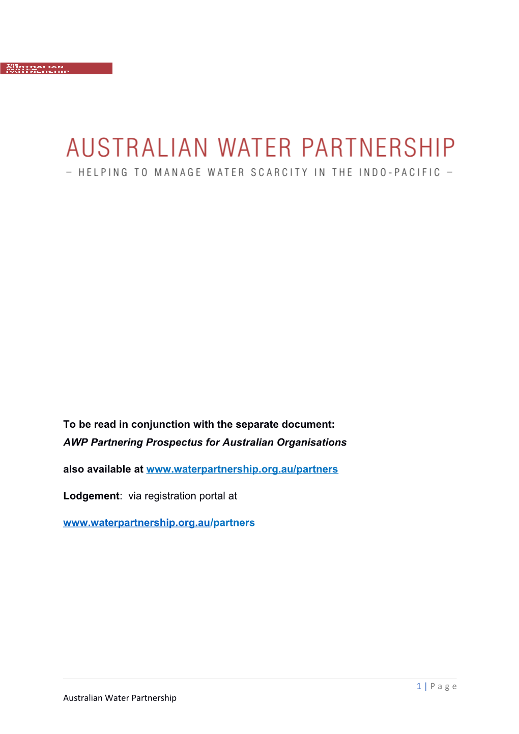 AWP Partnering Prospectus for Australian Organisations