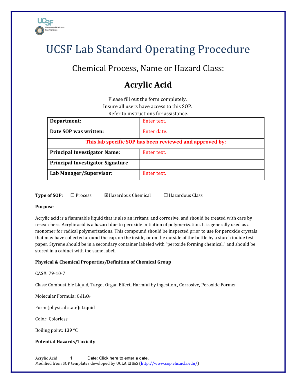 UCSF Lab Standard Operating Procedure s22