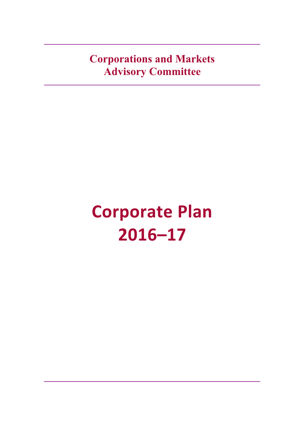 CAMAC Corporate Plan 2016-17