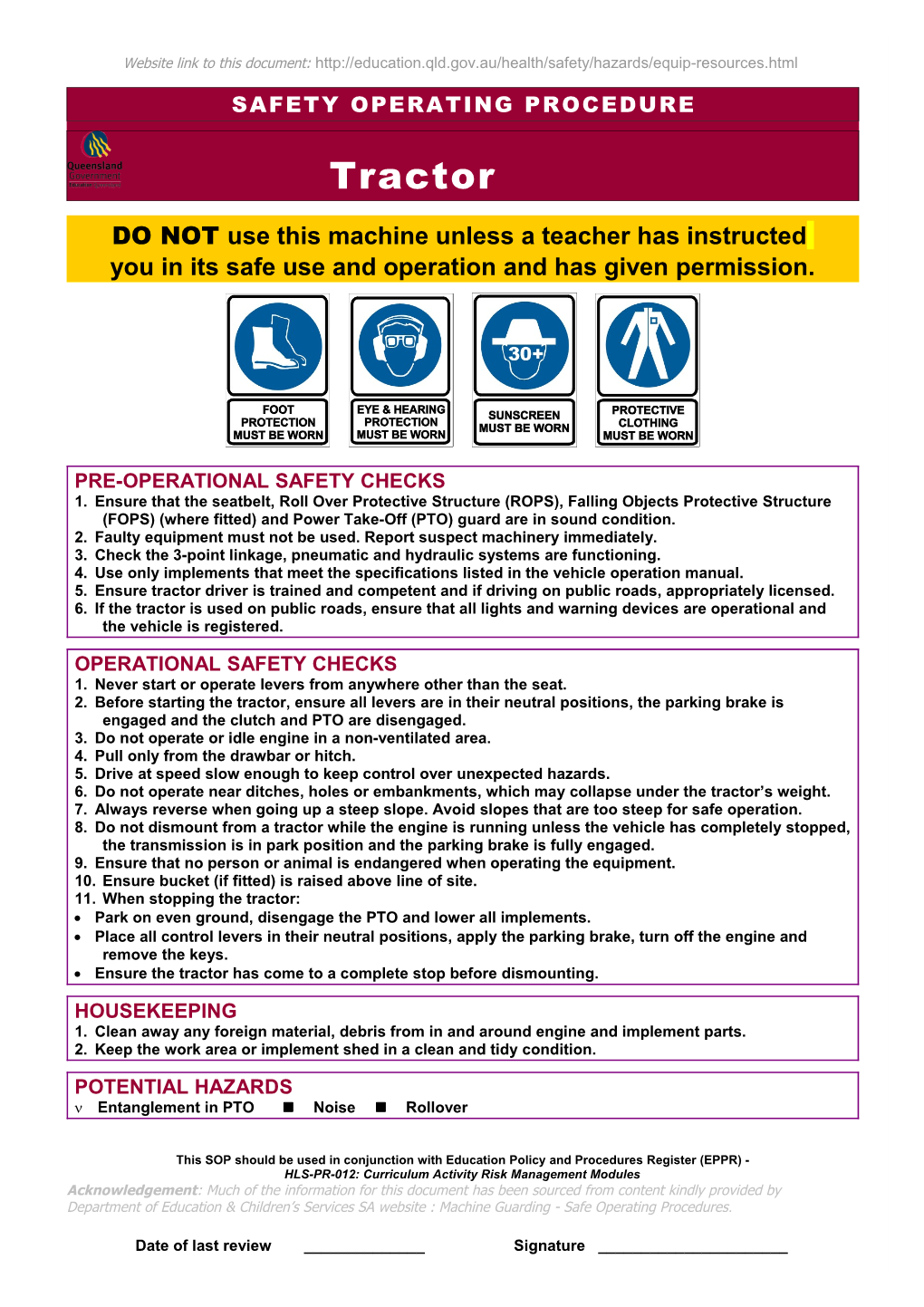 Safety Operating Procedure s13