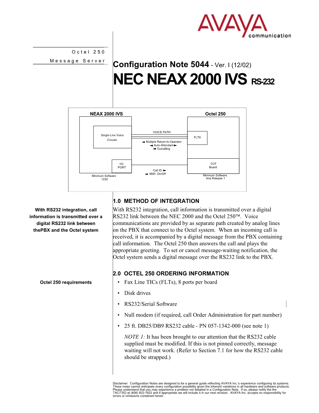 NEC NEAX 2000 IVS (RS-232) Confidential 11
