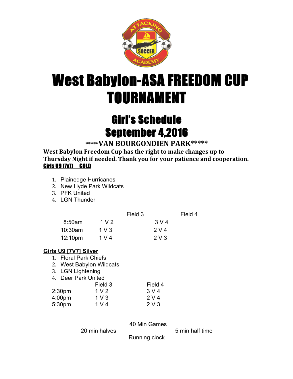 West Babylon-ASA FREEDOM CUP TOURNAMENT