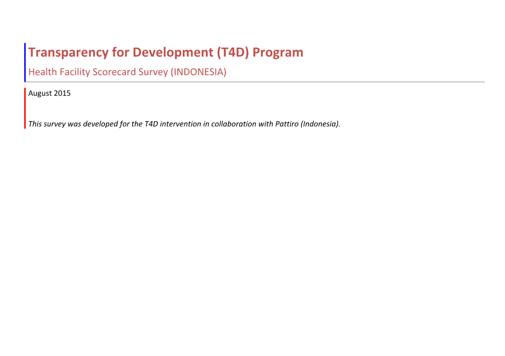 Transparency for Development (T4D) Program s1