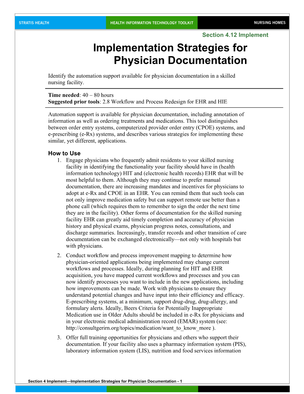 4 Implentation Strategies for Physician Documentation