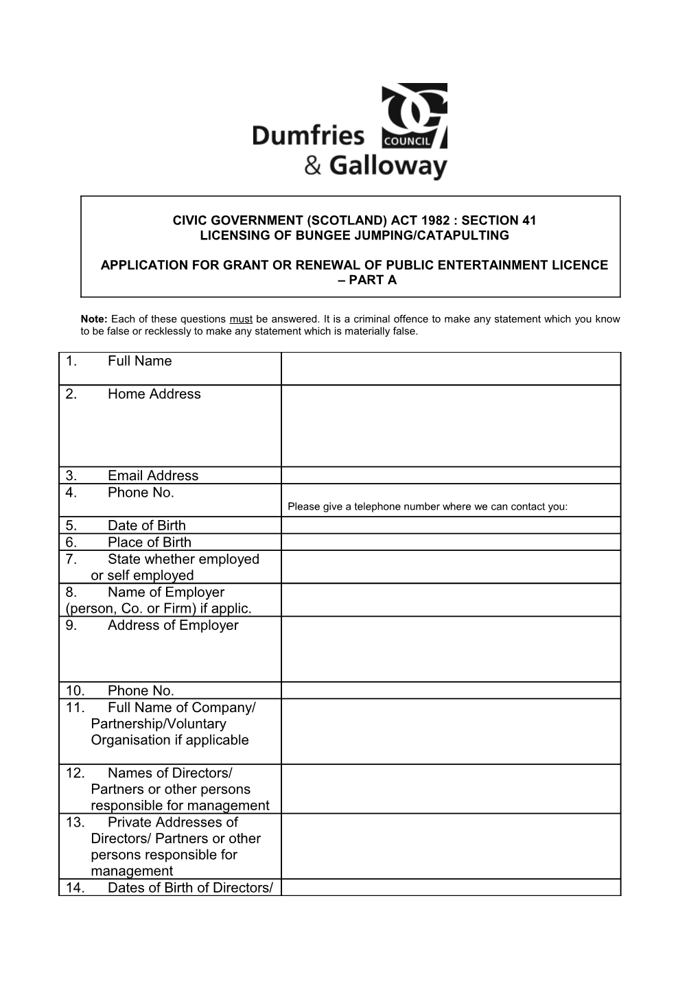 Civic Government (Scotland) Act 1982 : Section 41