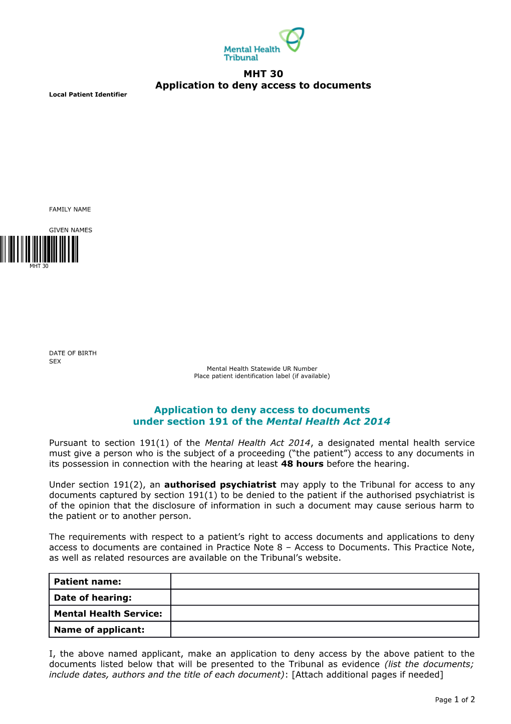 Form Template A4 Standard