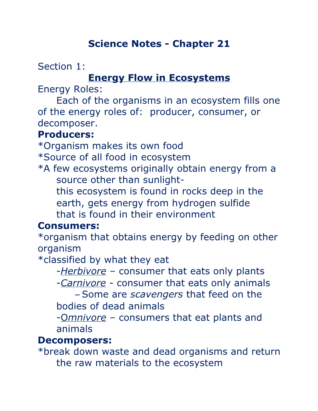 Science Noteschapter 21 Energy Flow in Ecosystem