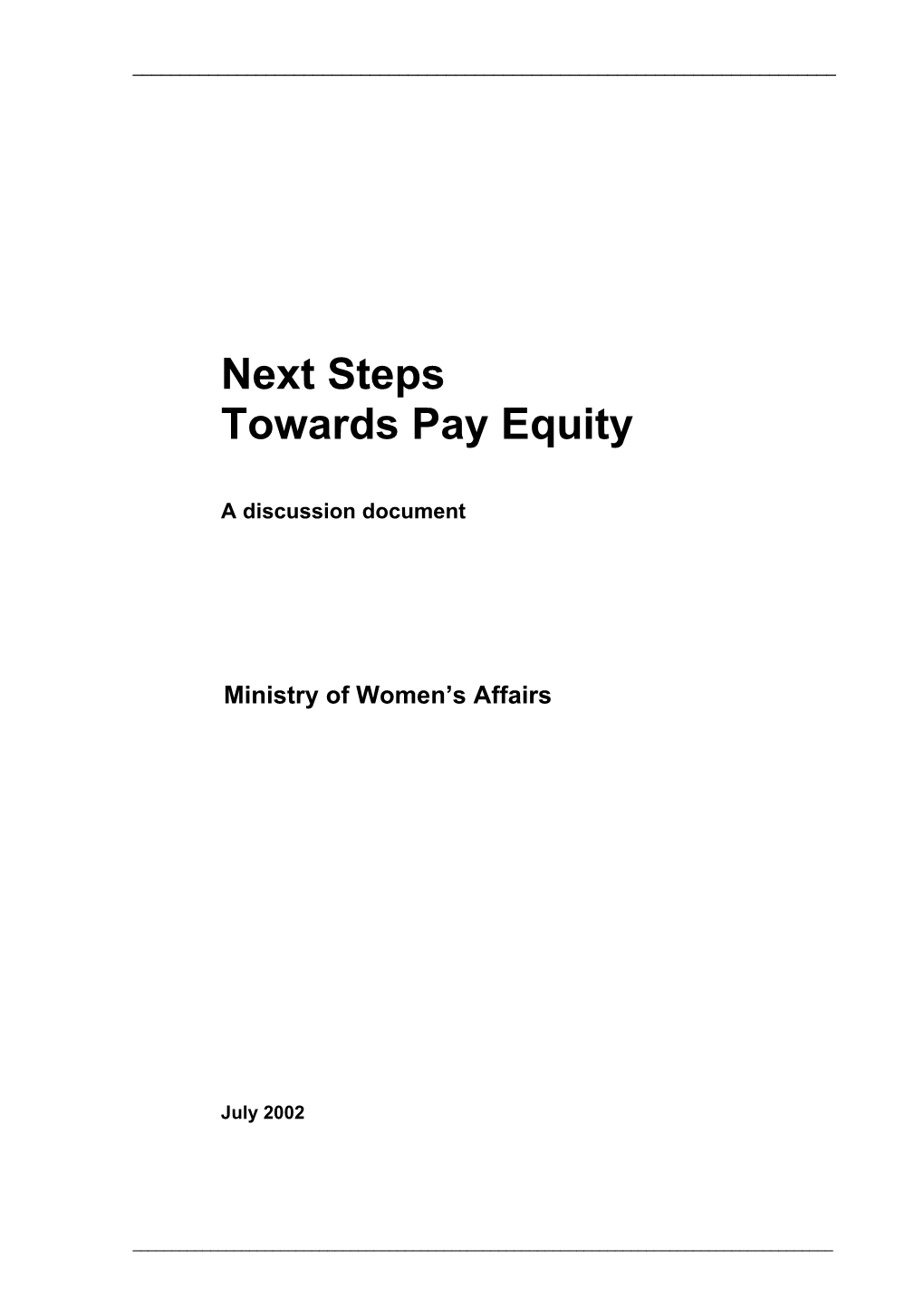 Next Steps Towards Pay Equity