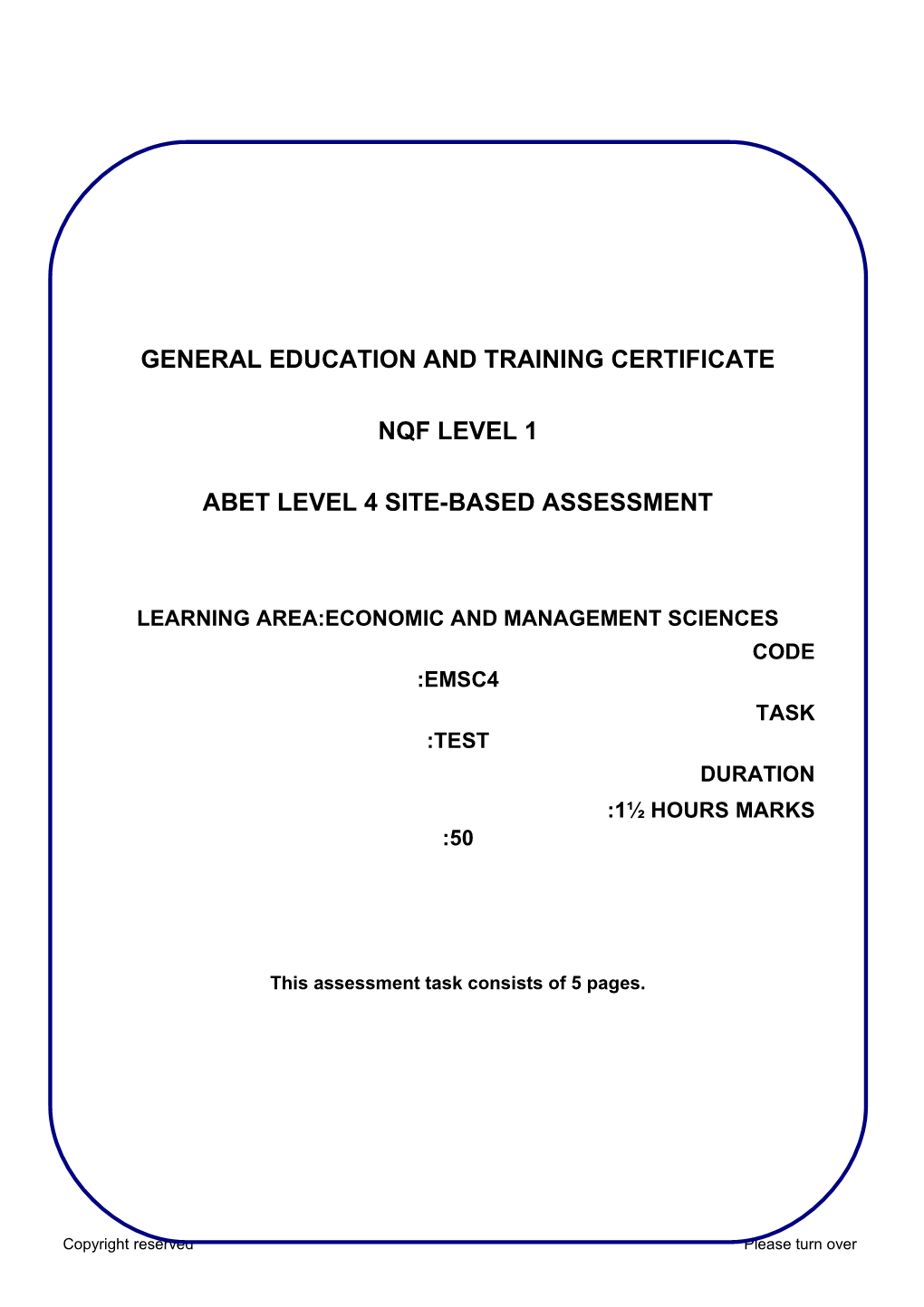 Abet Level 4 Summative Assessment