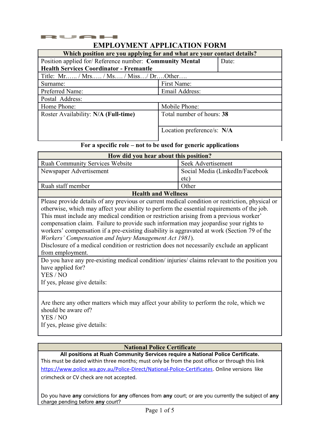 Application Form REF