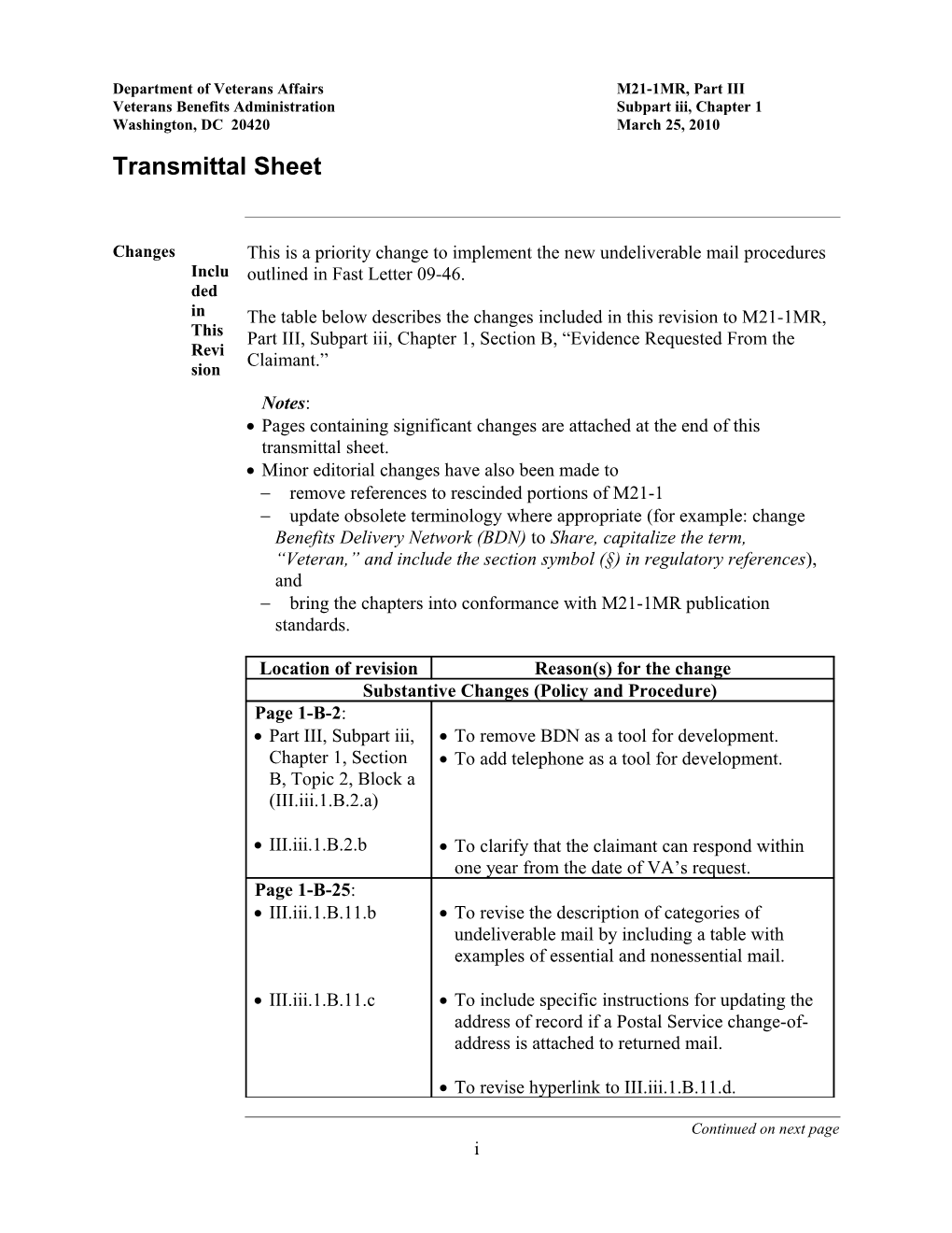 M21-1MR, Part III, Subpart Iii, Chapter 2