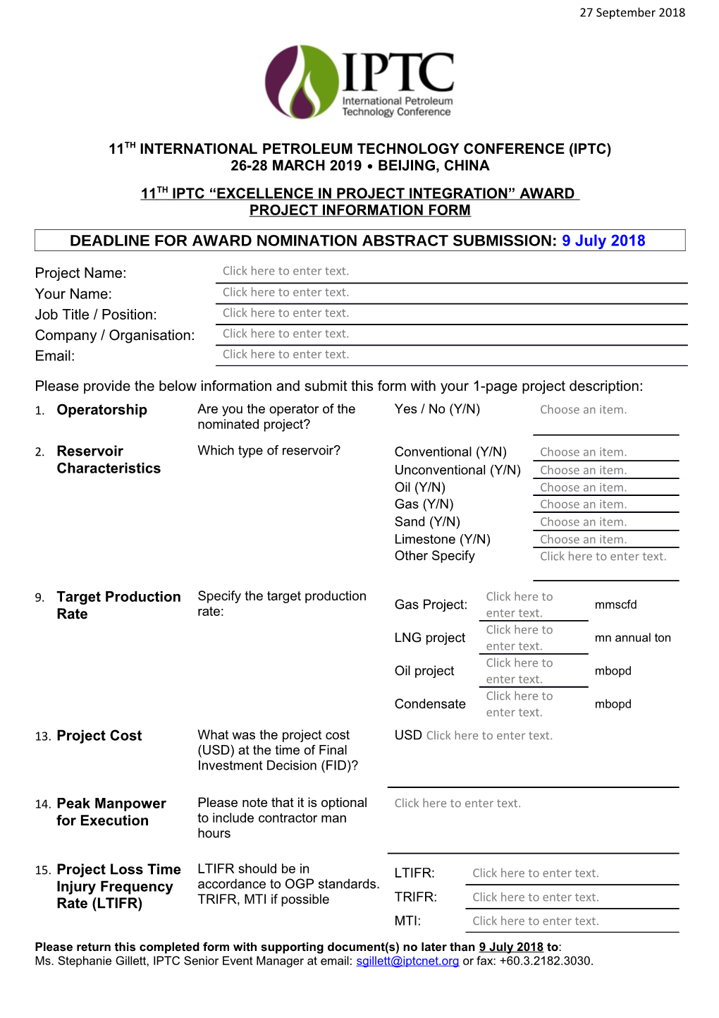 9Th International Petroleum Technology Conference