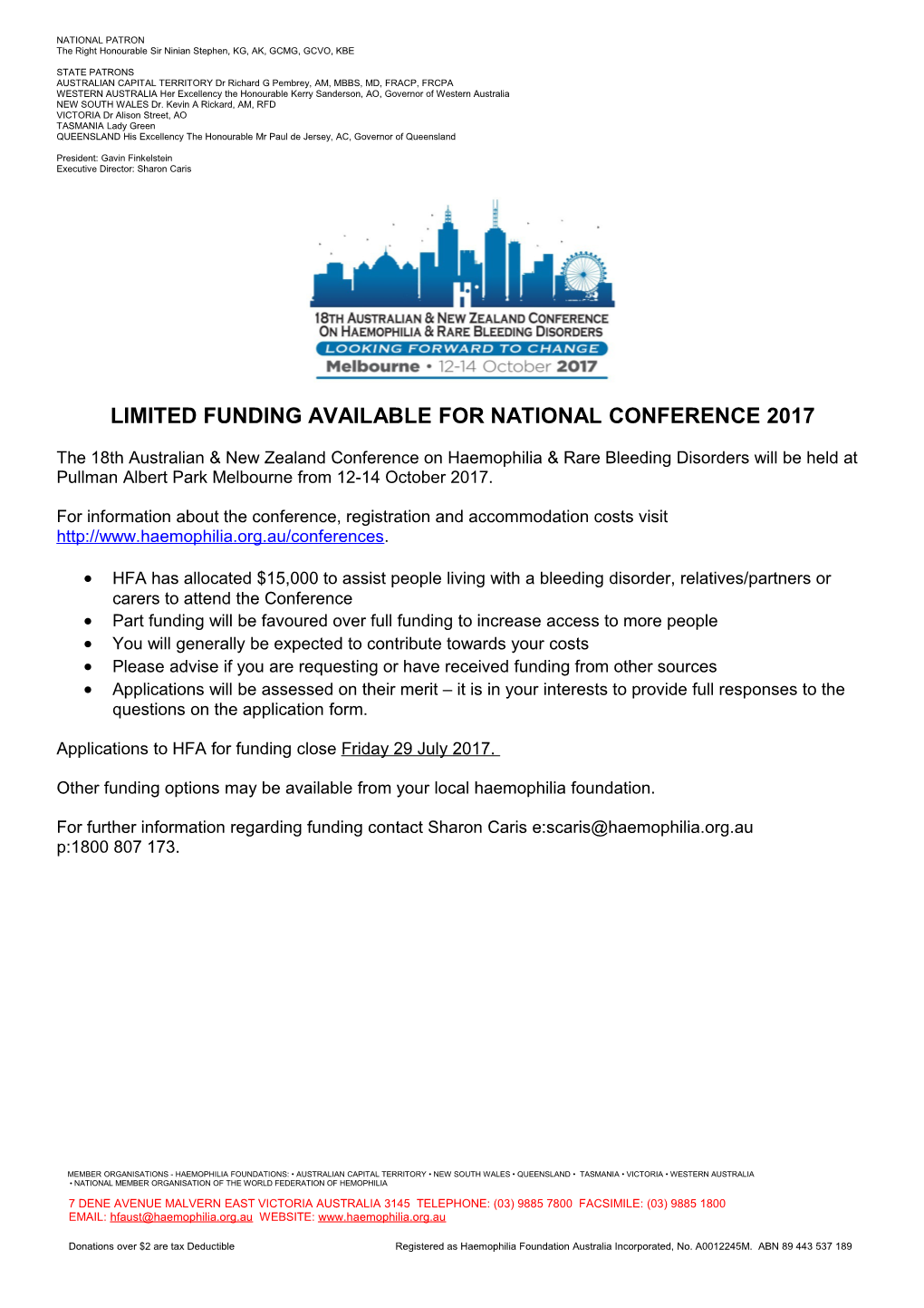 Limited Funding Available for National Conference 2017
