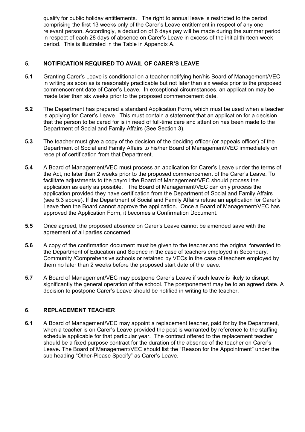 Circular PPT17/03 - Carer S Leave for Teachers in Second Level Schools (File Format Word 136KB)