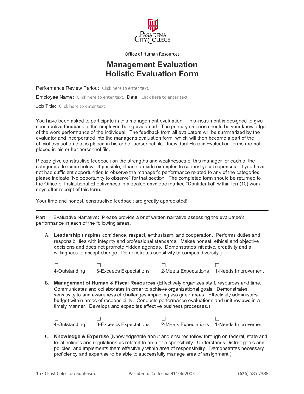 Management Evaluation