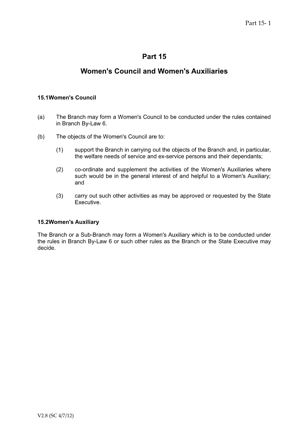 Part 15-Women's Council & Auxiliaries