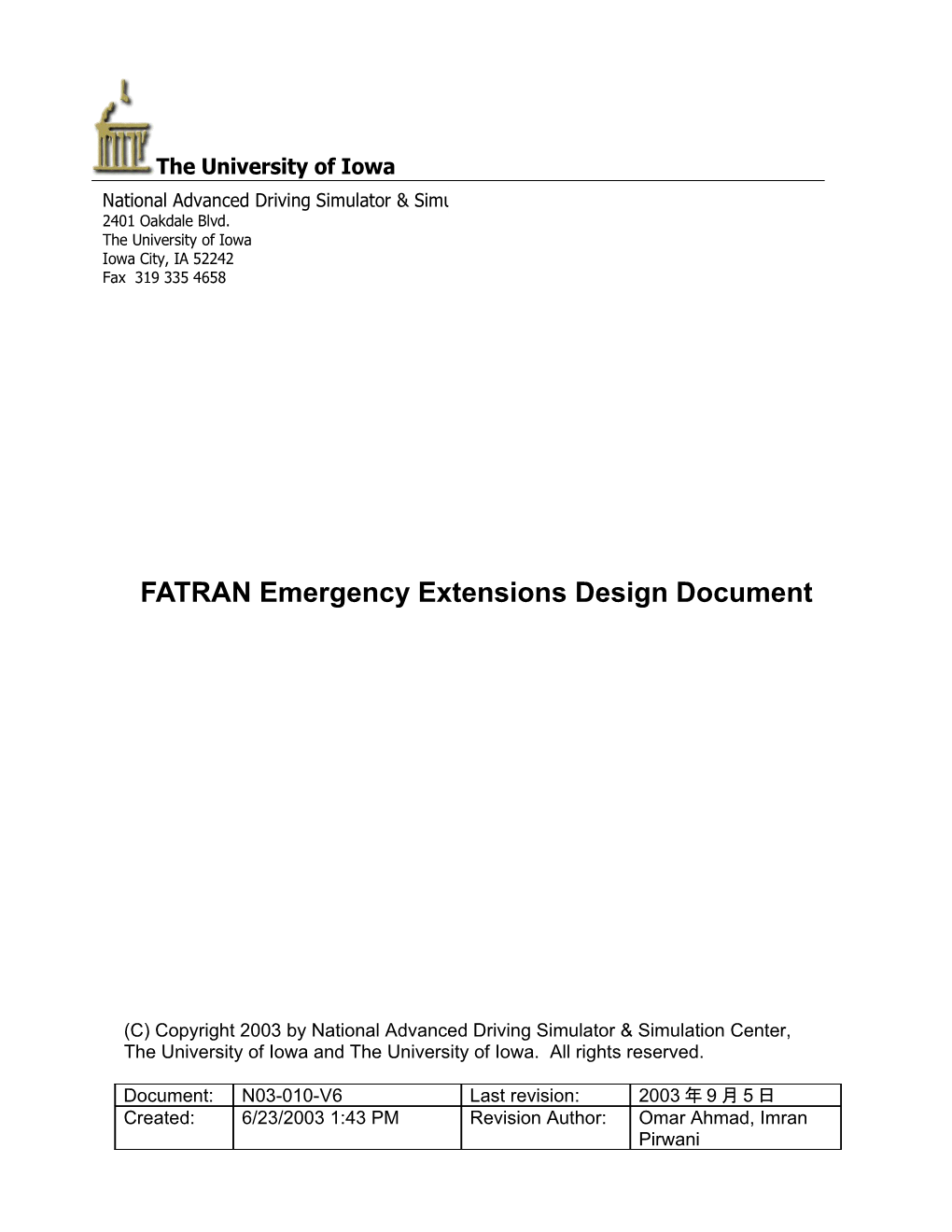 FATRAN Emergency Extensions Design Document