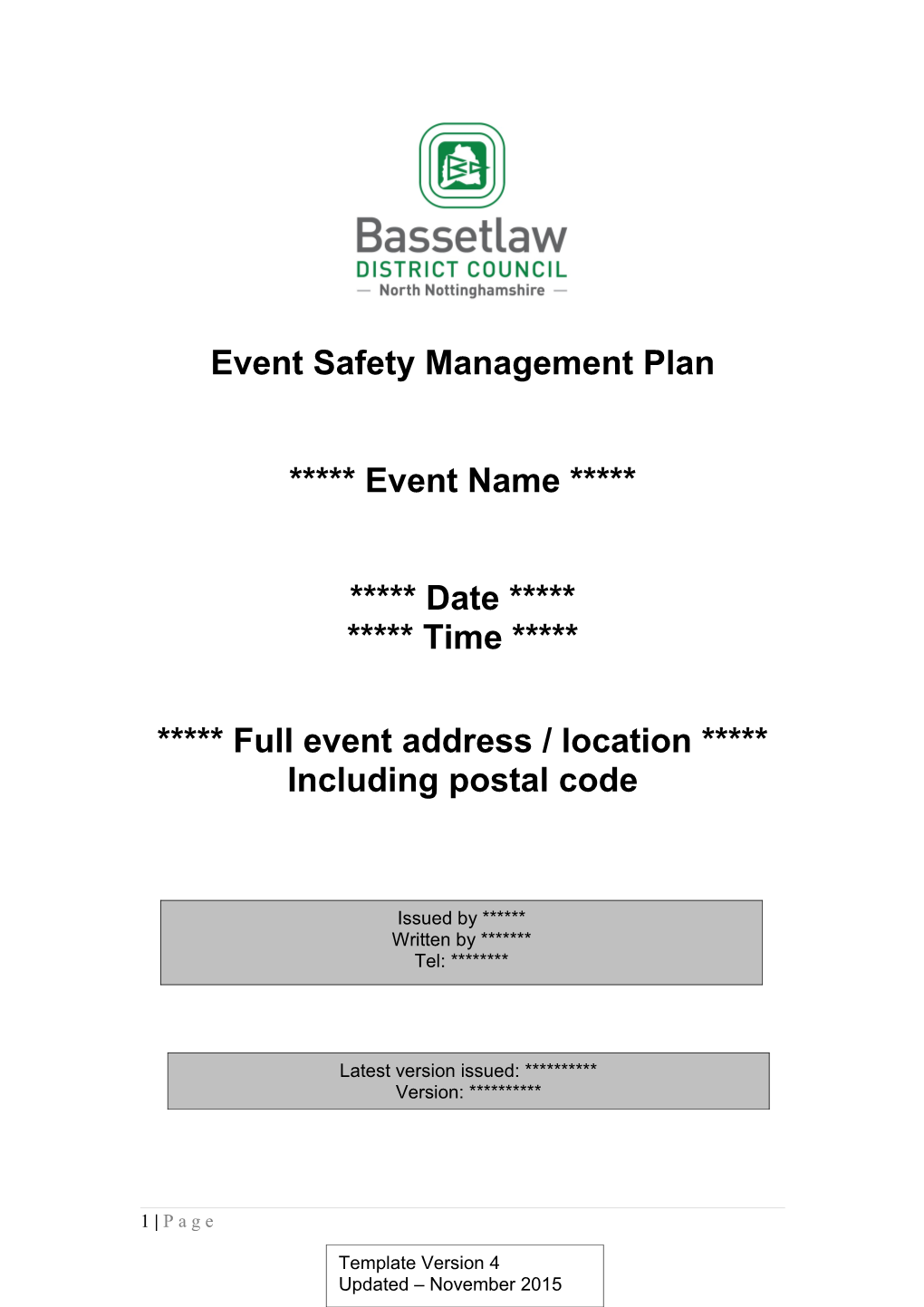 Event Safety Management Plan