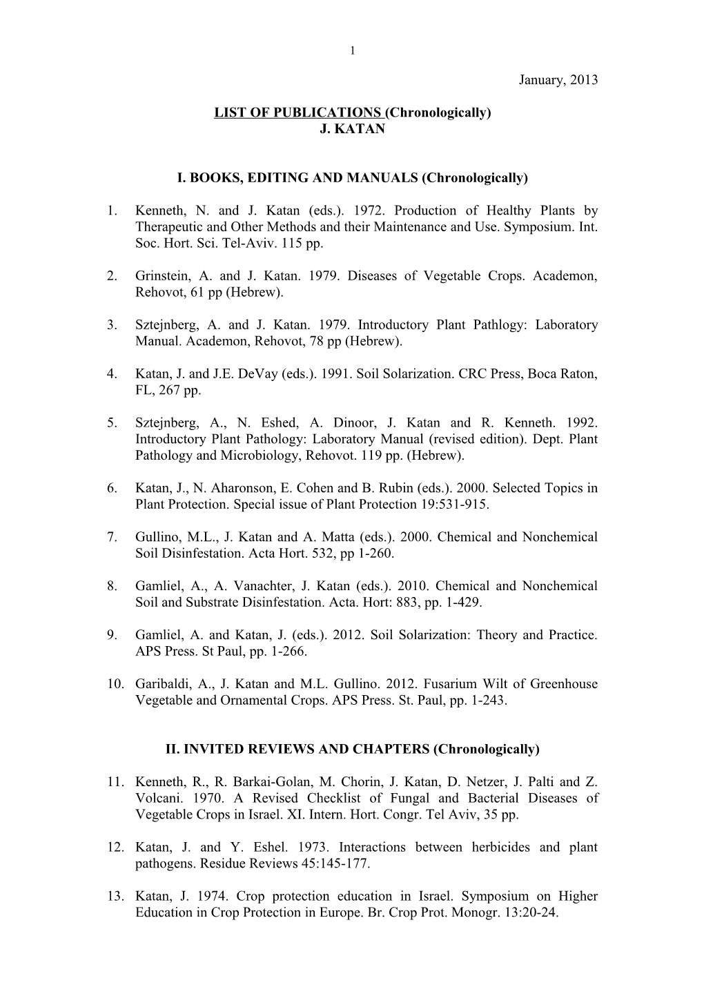 List of Publications